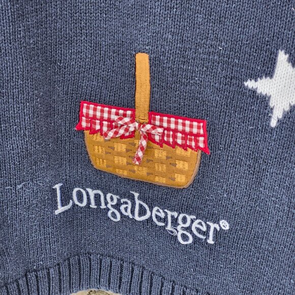 Vintage Longaberger Basket Knit Sweater Women Size XL American Flag Belle Pointe - Picture 2 of 6